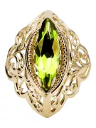 Péridot jaune Or jaune 14 carats Anneau Artisanat vintage vrc017y